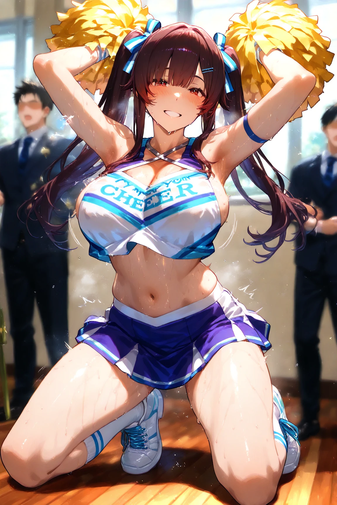 bteman,(yuri:1.4), (fingering,grabbing:1.3),lanugo pubic, (female ejaculation:1.5) ,female orgasm, (squirt love juice:2), (leg up:1.1), hug from behind,hentai breast grab, arched back, (crowded train:1.4), train interior, dynamic pose, Dynamic hand movements, (breast grab:1.3), girl's arm grabbing a girl's tits, (frying hands), (floating hands), (grabbing from behind), looking down, from below, (close contact:1.1), (See-through red cheerleader, gold pom poms, see-through white panties aside:1.5), (cum:1.4), (cumdrip:1.2), facial, cum on face, white liquid, (best quality:1.1), (masterpiece:1.0),black eyes, extremely detailed CG unity 8k wallpaper, (photorealistic:1.2), complex 3d render ultra detailed of a beautiful porcelain profile face, vibrant details, break,(Open your mouth wide:1.4), blush, blush stickers, furrowed brow, grimace, screaming, pained face,closed eyes, Detailed lips, Detailed tongue, light brown hair, blonde hair, Huge twintails, Curl inside, Short hair, floating hair, (huge-breasted:1.2), nipples, long nipples, puffy nipples, small areolae,break, skirt lift, (lifted by self:1.3), (zettai ryouiki:1.3), showing pussy, (large amount of liquid spills from the crotch, Urine in the ground、 Peeing :1),
