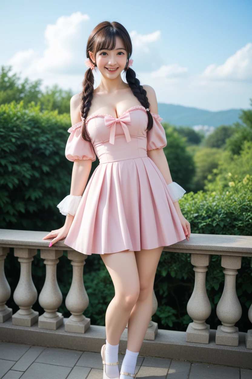 pleated skirt,pink skirt,pink sailor collar,（(Girl lying in the pool))、She gently lifted her skirt with one hand，Make gentle and playful gestures，((Lots of flowers瓣)), Lots of flowers，Lots of scattered petals，Cherry tree，Petals are flying all over the sky，A beautiful and charming woman, Elegantly, Her plump breasts are on display.，Visible cleavage，Beautiful natural legs，Sexy long legs，Various slim and lovely beauties, Her long hair cascades down like a waterfall。She smiled brightly，Eyes sparkling，Her skin is flawless。Her curves are highlighted。Shine in the light，The color is pastel，She lay confidently，One hand on hip，Her posture is both graceful and strong.。She wore elegant high heels，It matches her outfit very well。In the warm golden sun。The overall mood of the picture is tranquil and uplifting，Emphasis on natural beauty and elegance, Studio Lighting,Vibrant colors, Cute girl, sweet smile, cosmetic，Shy，blush，Open your mouth，Heavy breathing，moan，超realism，realism，Movie Lighting，comfort，Sony FE GM，Retina，masterpiece，precise，Anatomically correct，Textured Skin，Super Detail，High Detail，best quality，Colorful
