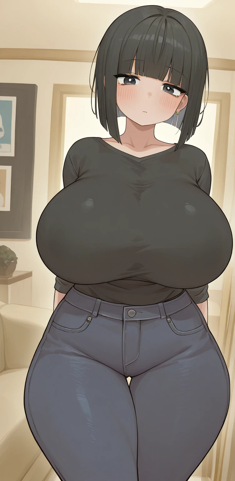 make white short haired ssbbw fat mime girl in too tight black jeans she's in city