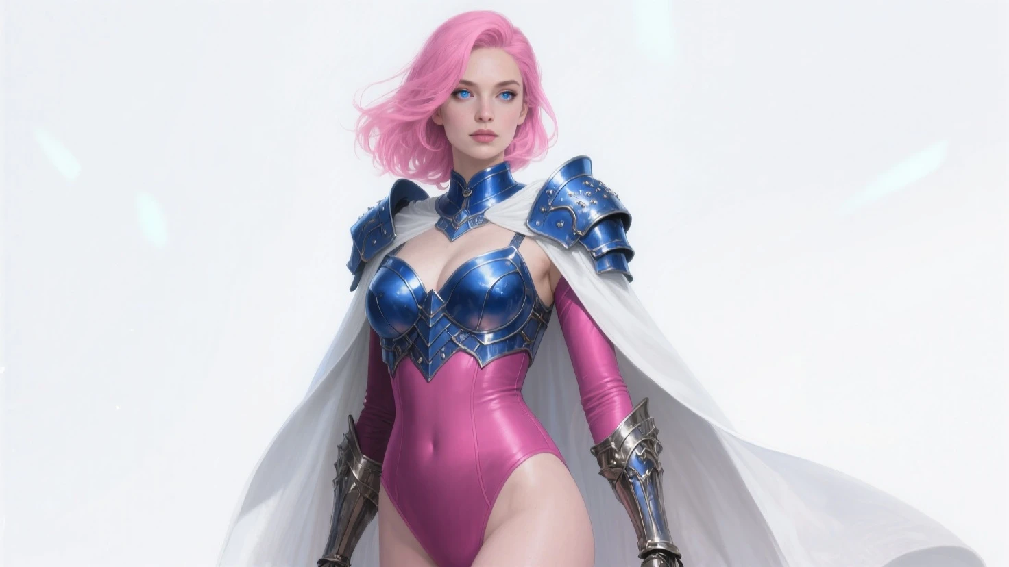 (best quality,highres:1.2), ultra-detailed, (realistic:1.37) portrait, aesthetic girl with pink hair, elegant bun, stunning sharp jawline, voluptuous round breasts, wearing samurai armor consisting of a chest plate, shoulder guards, arm guards, and leg guards. The armor is intricately designed with beautiful engravings and embellishments. The girl exudes strength and grace, embodying the spirit of a samurai. She wears a traditional samurai helmet adorned with feathers and intricate patterns. The poster showcases vibrant and vivid colors, with a focus on pink hues to complement the girl's hair. The lighting is expertly done, casting dramatic shadows and highlighting the girl's features. The overall scene has a surreal and dreamlike quality, adding to the aesthetic appeal.
