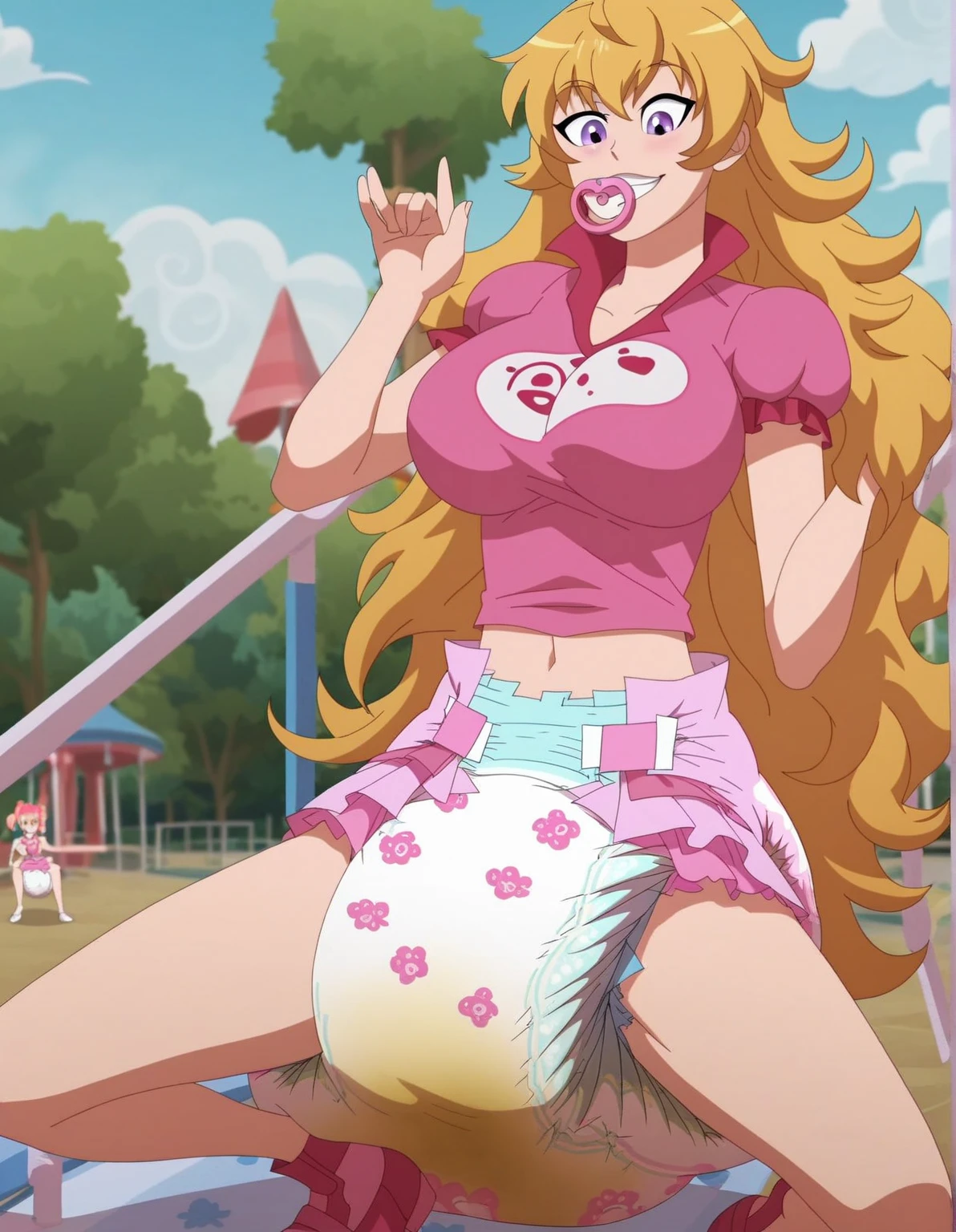 (8K、Ultra-high resolution、Highest quality、Ultra-high resolution、Official Art:1.5,Official Art),(Watching the audience), alone, smile, ((Pink Knee Socks)),(Browsing Caution), (Beautiful big boobs: 1.2 (Pussy), (((Very thick thighs))),Wide Hips, Beautiful thick thighs, 巨大なCircleいお尻, Beautiful huge natural breasts, (orgasm: 1.5),(Are standing/Are standing in honor),(Take off:1.5),Beautiful Hair, Beautiful Face, Beautiful and beautiful eyes, Beautiful clavicle, Beautiful body, Beautiful legs, Beautiful fingers, 
(Beautiful views),smile),((front:1.5)), (((No pants, Genitals are visible))),Bangs straight,,Futanari-Style Nekov0,((cute, (((Thick penis:1.5/Circle々と太った大きな睾Circle:1.5))),blue sky,((Cute Costumes:1.5)),(((full penis))),yayoi "Cure Peace" what (Yayoi Kise) - Smile Pretty Cure! (Smile PreCure) - COMMISSION
