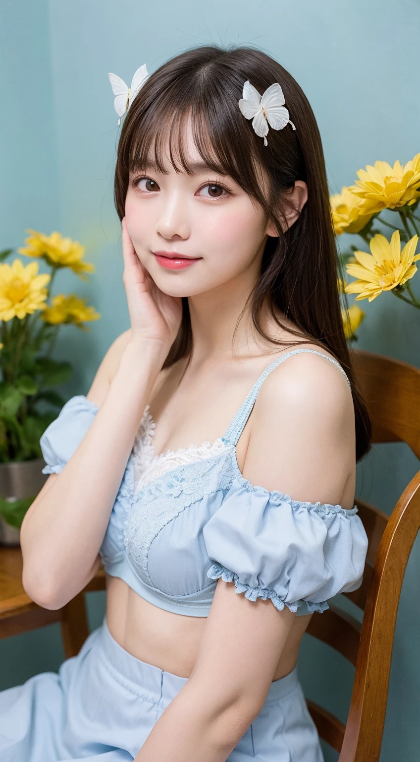 (最high quality:1.3)、Light blue lace bikini、Waist-down angle、(Real:1.5)、(1 person:1.5)、Very detailed、high quality、High resolution、8k wallpaper、Perfect dynamic composition、Mid-chest、Natural color lips、Cute Smile、Japanese women、17-year-old girl、Beautiful and exquisiteな顔、Perfect and beautiful face、Beautiful and exquisite、Big eyes、Brunette's eyes、Beautiful and exquisiteな顔、Perfect and beautiful double eyelids、Natural Bangs、Beautiful and thin nose、Beautiful Skin、Black natural hair、Long Hair、Natural Bangs、Perfect and beautiful face、Slim face and figure、(looking at the camera)、Bright lighting、Professional Lighting、Shoulder-length layers、Asymmetrical bangs、Japanese Idols、Sophisticated