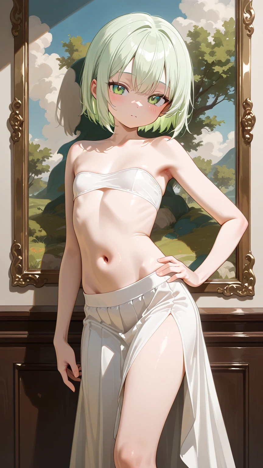 naked, nude, vagina, lolita, outside, flat chest, fifteen years old, open mouth, happy, smiling, sunny, happy, bright sunlight, grass, from below, masterpiece, best quality