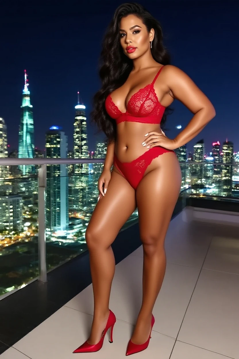 (best quality, 4k, highres, realistic:1.2), ultra-detailed, HDR, vibrant colors, stunning neon lights, rooftop sunset, taylor swift full naked, Dominican curly hair, sexy provocative malicious happy smile, bubble perfect brazilian ass, burgundy hair color, back ass view, mature woman, older looking, 30-year-old, confident pose, elegant posture, rainbow -full naked, standing tall, corona queens NYC # Prompt output A mature, older looking woman with Dominican curly hair, styled in burgundy, stands tall on a rooftop in Corona Queens, NYC. It is sunset, and the sky is ablaze with vibrant colors, creating a stunning backdrop for the scene. The woman is confidently posed, exuding elegance and grace. which adds a playful touch to her sophisticated look. The rooftop is glowing with the warm lights of the city, and the atmosphere is enhanced by the presence of dazzling neon lights that dot the skyline. The image is of the highest quality, with sharp focus and ultra-detailed features, capturing every nuance of the woman's expression and the surrounding environment. The overall effect is realistic and immersive, with HDR rendering bringing out the rich colors and textures.