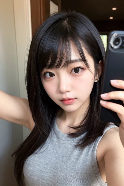 Japanese women、1 person、Black Hair、long hair、Ears hide、Small Mouth、Slender and narrow eyes、The space between the eyes is narrow、Small tear bags、Wide, low nose、Let your bangs down and trim them、Long eyelashes、Face-length and thin contours、Round jaw、Thin cheeks、Adult-like appearance、Focus distance 75mm、Full body photo