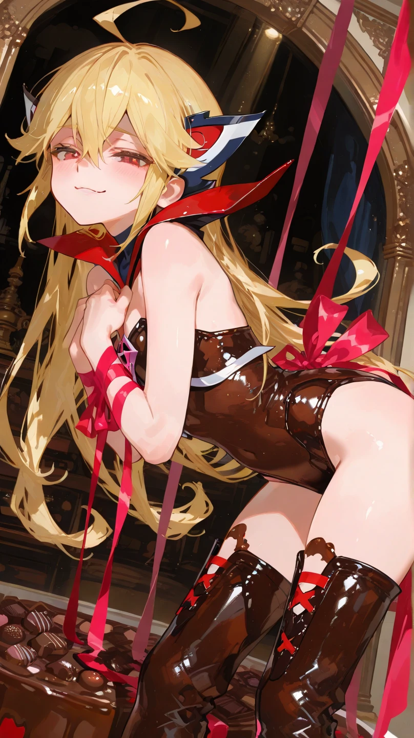 Shiny blond hair, very long hair, sophisticated haircut, ((((hair fully braided)))), ((small twisted braids)), thin and oval face, submissive, (((gagged))), cute and blushing 18 years old anime girl, look away because she is embarrassed and blushes, bright blue eyes, detailed face, detailed members, detailed arms, detailed hands, Girl lying, tied by chains, shackled, can no longer move, tied tightly, very hard tied up with lots of chains, hampered by so many chains that she can no longer move, bound hands and feet, chains tie his whole body, tied extremely tightly and forcefully to her bed by a lot of chains, its limbs are strongly tied together by chains, his torso is tied up with thick cords, her chest is so tied up with chains that it sticks out, her legs are tied tightly with thick chains, his hands are tied behind his back with chains, she can no longer move her feet, her hands which are tied by thick chains, she desperately tries to free herself, likes to be tied tight with big chains, likes to be immobilized by big chains, lying down, his hands and feet are strongly tied to the railing of his bed, his legs are pressed together and tied with chains, its limbs are held vigorously by imposing chains, her hands are tied securely behind her back by chains, her chest is compressed by strong chains, she is pressed against her bed and restrained by large chains (shibari, arms behind the back:1.4), (hands on the back), (masterpiece, best quality) 1.5, 1girl, solo, (sexy, beautiful woman, perfect face, perfect eyes, perfect hands), samus aran, (shibari, arms behind the back:1.4), (hands on the back), Spread the legs, s&#39; ((lie in bed by big chains)), ((close up of the girl)), ((((lie in bed)))), ((((((a princess in armor trapped in a dungeon)))))), ((((armor dress)))), (((((((armor suit))))))), ((((chained to the prison wall)))), ((((chained by big chains)))), ((((dressed in great armor))))