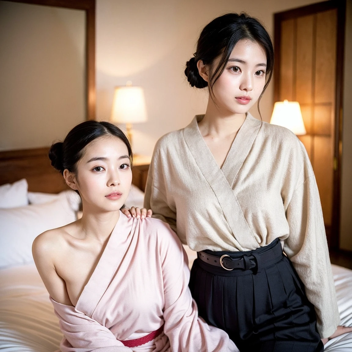 (Realistic:1.3、Ultra HD、Ultra-high resolution、8k、((日本のTwo Girls:1.4))、((学園で下着を披露するTwo Girls:1.5))、((Viewer:1.8))、(Extremely realistic skin texture:1.4)、(Realistic:1.3)、、((Embarrassed expression:1.5))、(((Fashionable clothes:1.5)))、((Two Girls:1.4))、かわいいTwo Girls、(Brown eyes:1.3)、(Sweaty:1.2)、