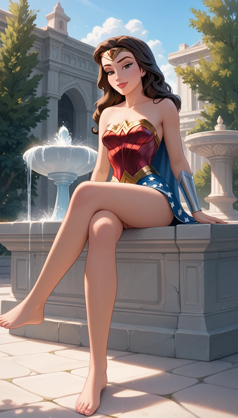 a woman dressed in red sitting on a ledge with a flower in her hand, fully dressed. sexy painting, inspired por Mark Brooks, por Mark Brooks, Iván Talavera and Artgerm Style, by Mark Arian, beautiful comic art, by Eddie Mendoza, Loish and Ross Tran, by Ignacio Zuloaga, Hajime Sorayama designed the girl.