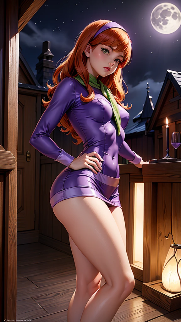 NSFW (nude) (Daphne Blake, sparse pubic hair), full body, in a spooky haunted house