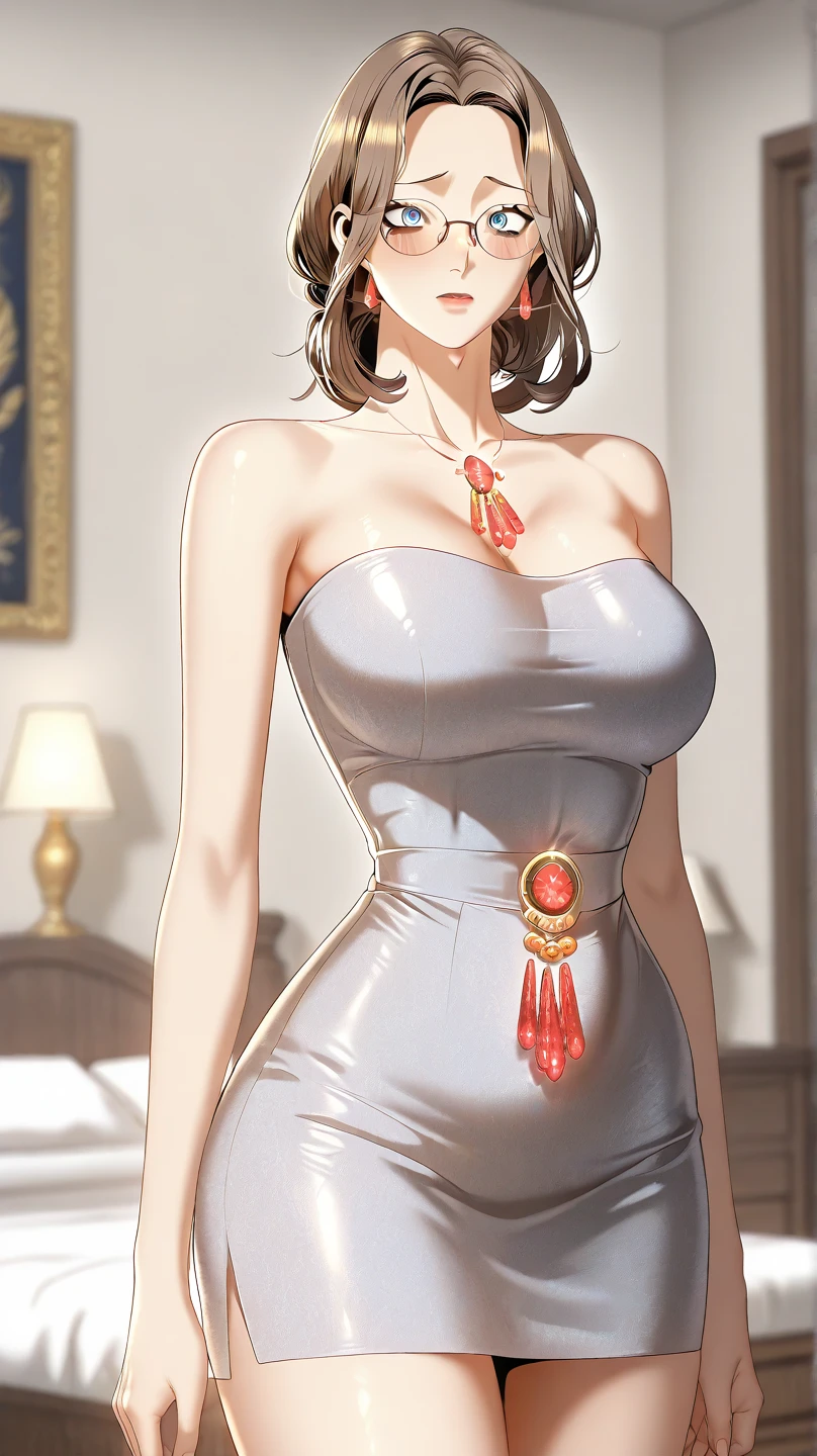 photo of mlp Meowko, RAW, beautiful woman, ((portrait)), ((detailed face:1.2)), ((anime face, anime facial feature, beautiful anime mouth, clear skin, clear skin), (short lesbian haircut, one shaved side, brunette: 1.55),  (perfect proportioned body, Strong, muscular, narrow waist, narrow hips, skinny, large breasts), (ahegao expression, eyes closed, orgasm face:1.35), (Tight skirts, high-waisted pencil silk skirts, simple silk dresses, gold buttons, asymmetrical sheer, geometric, Elegant and luxurious materials and designs, Simple, minimal accessories, Slim necklaces and rings in silver or gold, Simple bangles, Distinctive designs:1.1), (kneeling on the floor, splits kneeling, legs open, arched back), simple silhouettes, vestido rojo, plunging neckline, deep v, cleavage, chic and mature impression, simple and sophisticated style, elegance, minimalism, high quality materials, cool and urban impression, high fashion,  (realistic photo, best quality, detailed), (8k wallpaper), (cinematic lighting, beautiful light, (day:1.3)) (sharp focus, intricate)