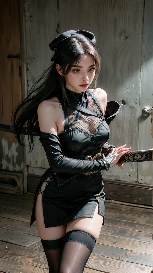 masterpiece, best quality,
detailed skin texture, detailed cloth texture, beautiful detailed face, beautiful detailed eye intricate details, ultra detailed,
solo, small breasts, maid dress, gauntlets, long skirt, armored boots, swords, dual wielding,