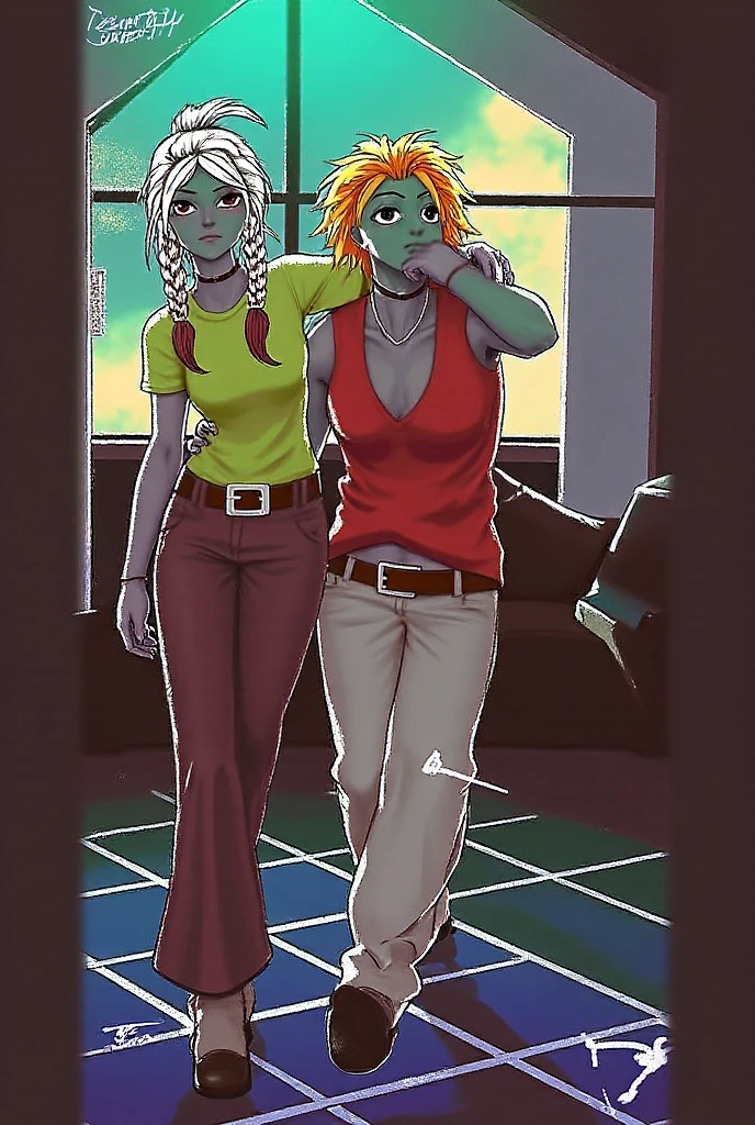 szninkiel Gwel lovers girl and man in big city cartoon<lora:szninkiel:0.8>