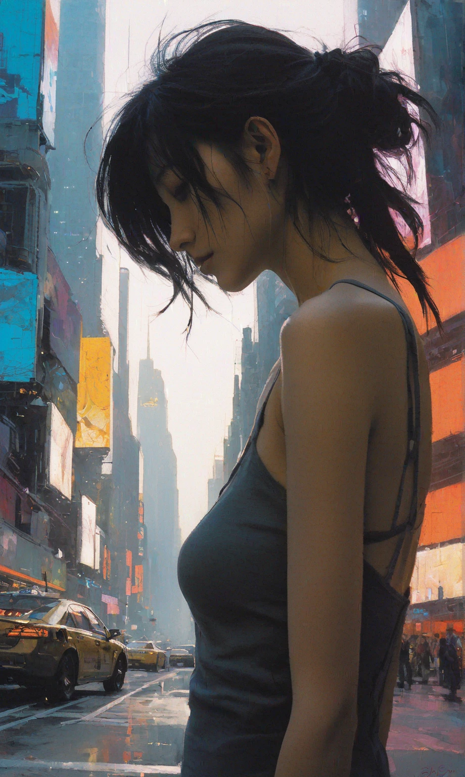 illustration, cartoon, soothing tones, calm colors, (close-up:0.9), (portrait:0.8) 1girl, small breast, hand focus, girl standing,( in city:1.1), (nude:1.3), (A_Mielgo_Style:0.9) <lora:Alberto_Mielgo-10:0.65> <lora:add_detail:0.8>, art by greg rutkowski and artgerm, soft cinematic light, adobe lightroom, photolab, hdr, intricate, highly detailed, (depth of field:1.4)