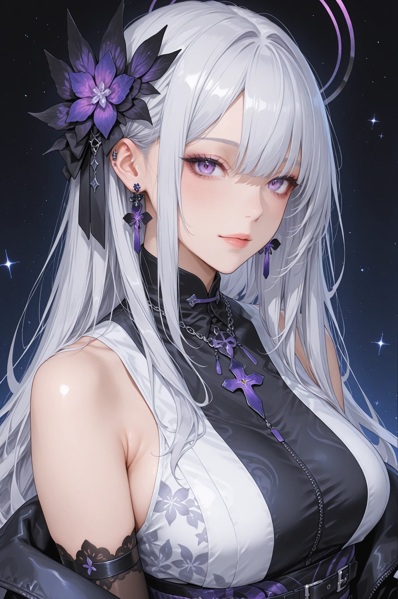 male性、A hairstyle in which the entire hair is slicked back、Odd Eye、Silver hair back、male、Her hair is shoulder-length、Odd Eye、maleの左目赤色、male右目青、Purple coat、Increase the wide angle、Clear Eyes、Lightning Magic Circle