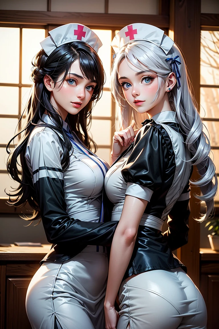 Harem Multiple Girls Smile Top Quality Masterpiece Long Hair Ponytail Twin Tails Leather Jacket Big Tits