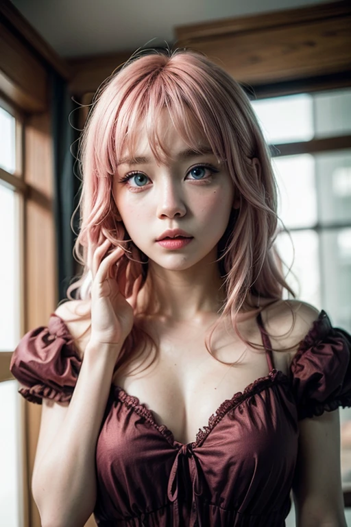 ((Best quality)), ((Masterpiece)),
quality 4k for a manga girl with rose hair