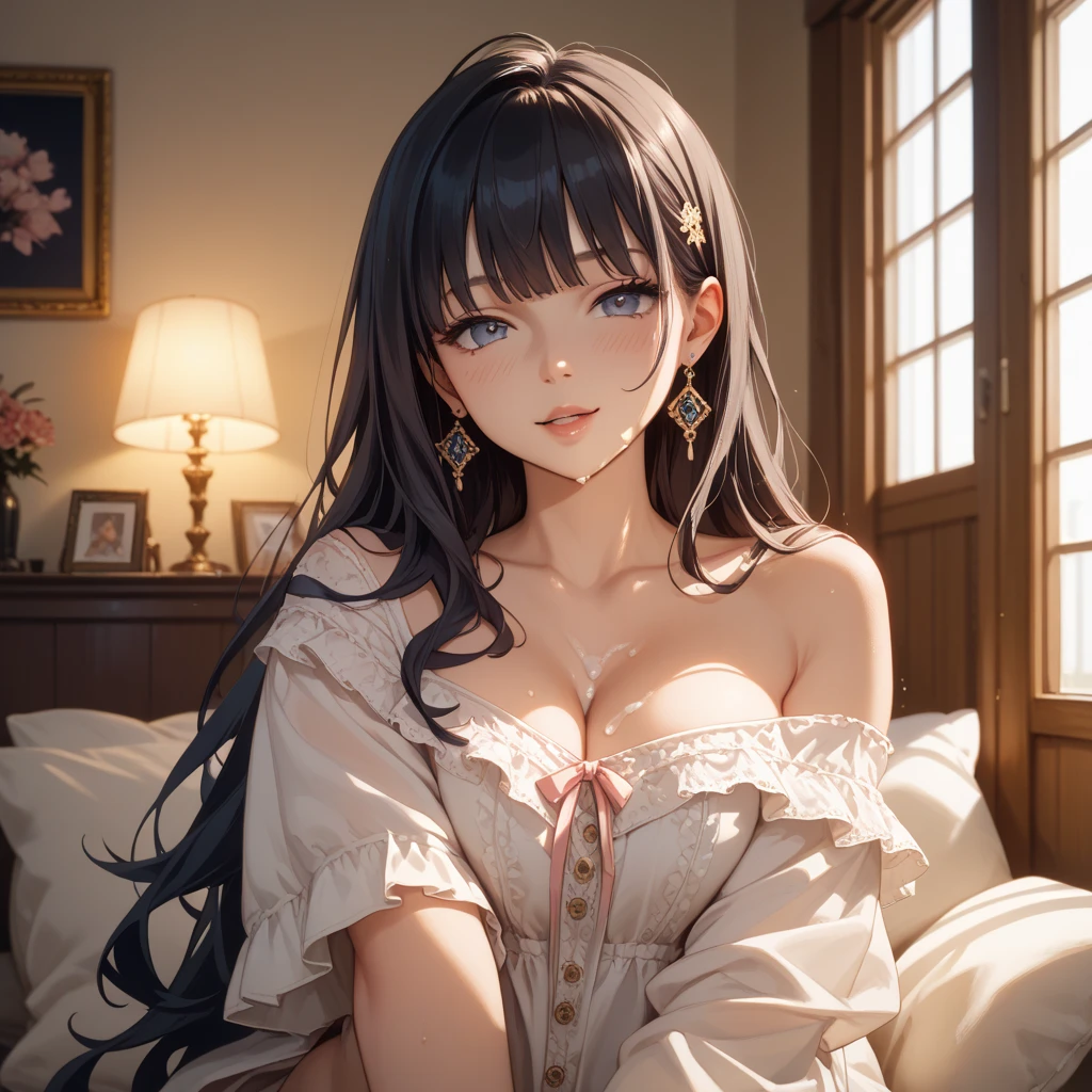((Biologically correct limb count))、(( Full-body photo including face))、4K、((Standing position))、masterpiece、((Focus on the face))、((Symmetrical facial features))、Eye for detailed depiction、Beautiful blue-haired woman、Excellent style、Beautiful clavicle、Beautiful feet、Beautiful Hands、Slender body、(Black Stockings、garter belt、High heels）、Facial detailing、Small earrings、necklace、(No sleeve、red gothic dress)、tie、sunny、(((Photo frame with white border)))、Seductive posture、((She is sitting with her buttocks thrust back and her upper body arched, looking up.))、Looking at the night view、(Low - Angle、A camera angle that captures the inside of a skirt from below)、(((Black Hair、Silver Hair)))、(((Moments of ecstasy)))、((Face forward and stick your chin out))、Close-up photo of the upper body、(Place your hands between your legs:2)