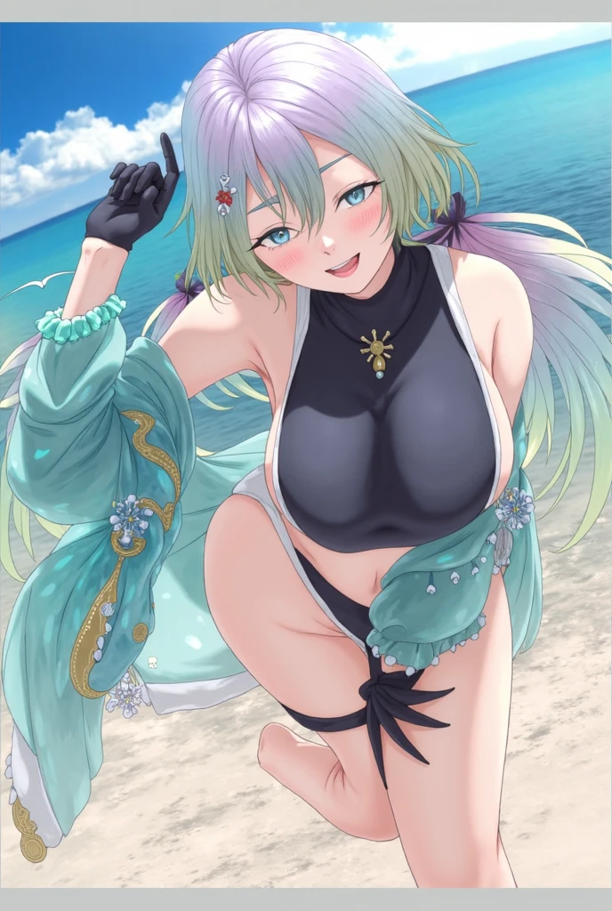 anime style ecchi, 1 girl, sexy pose, thick thighs, buffer, buttocks, White background, Water