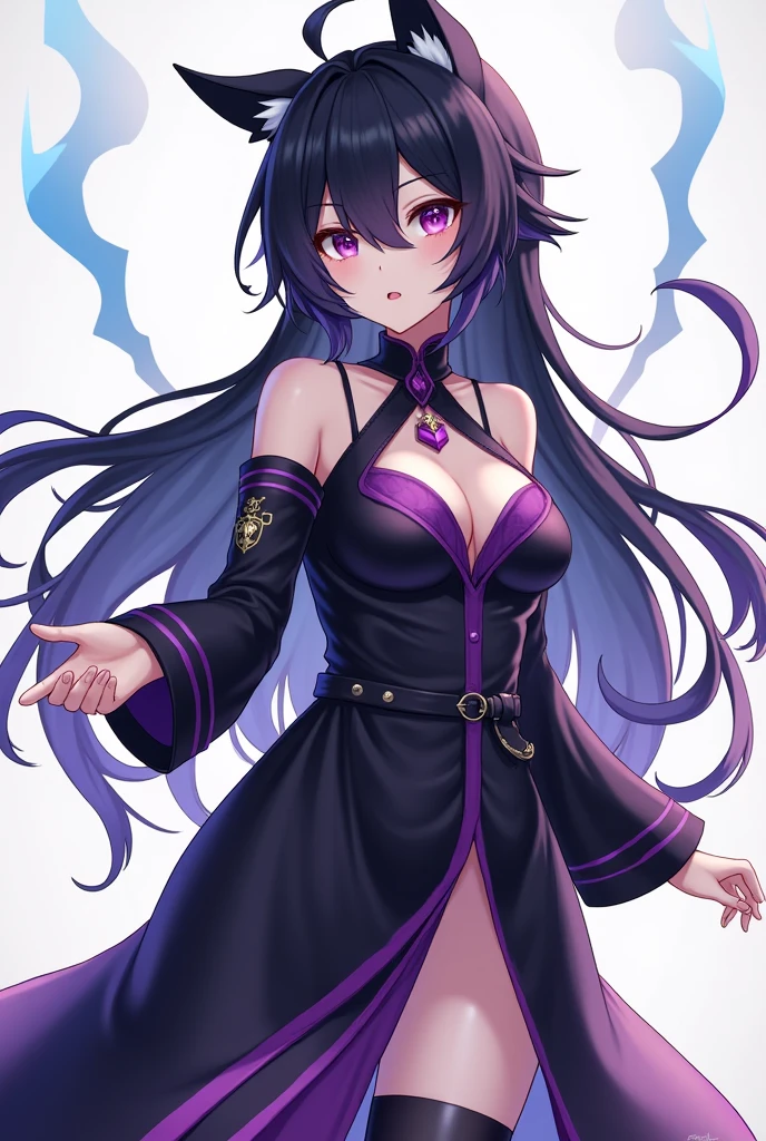 masterpiece, best quality, 1girl, looking at viewer, cute,(bunny girl, Black color bunny_costume:1.2), leather,bow tie,(lilac hair:1.2), (seascape), large breasts, pink eyes, himejima akeno, black hair, long hair, beautiful detailed eyes, beautiful detailed glow, lots of glow, arms behind head, embarrassed, ((full body:1.2))