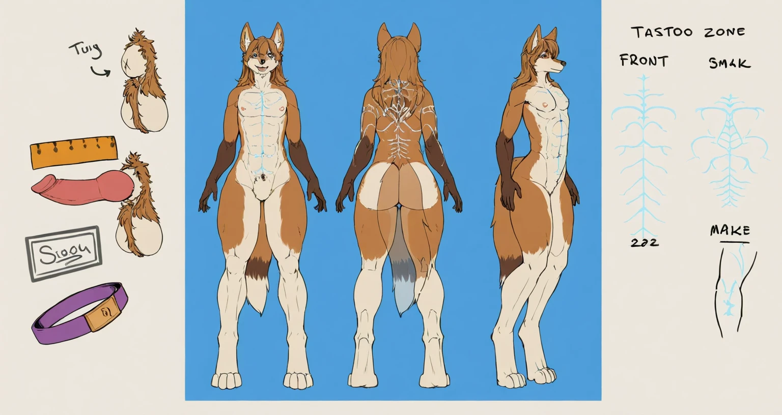 ultra-detailed, masterpiece, masterwork, high quality, best quality, hdr, ((reference sheet, three views from front, back and side, costume setup materials)), posted on e621, (by hioshiru), nsfw, female, (white little body minotaur), hairy dragon, (long silver hair, yellow eyes, white chubby body), standing, (nude)