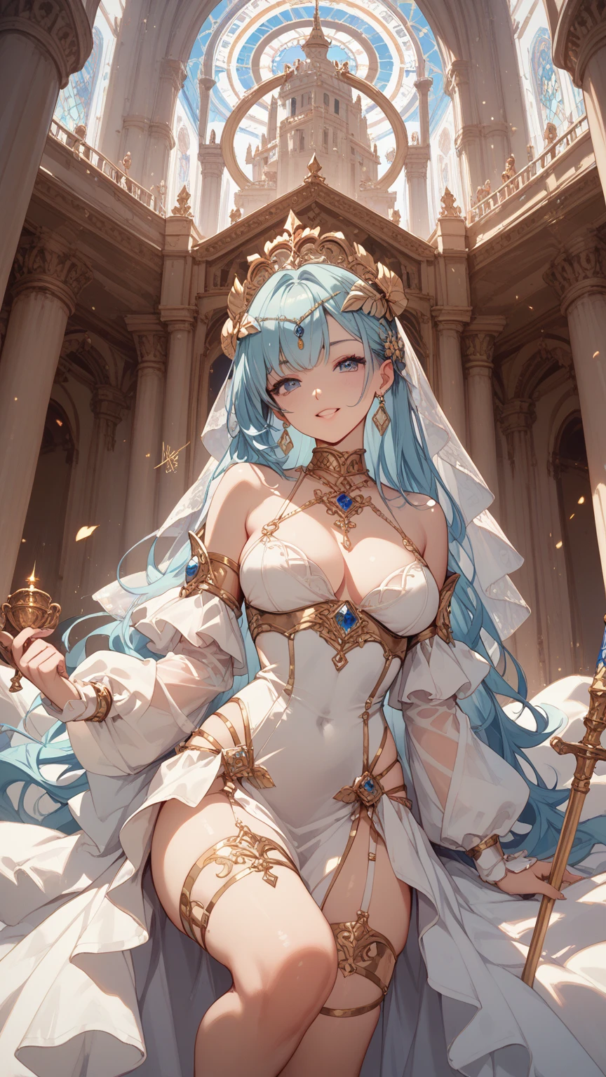Whitening gray hair long hair blue eyes smile tiara green egyptian costume Beauty sexy big breasts Mature whole mysterious charming Tempting Suspicious pyramid Key in the Valley beautiful breasts hide your mouth fortune teller holding a tarot card in hand egyptian ankh Inside the pyramid palace