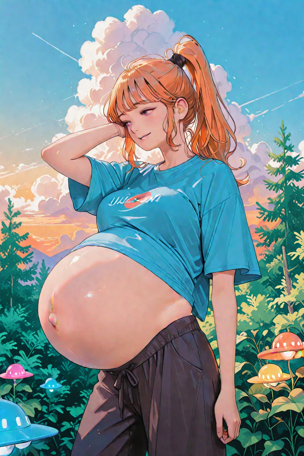 ((Best quality)), ((masterpiece)), (detailed), a pregnant girl who collects tulips