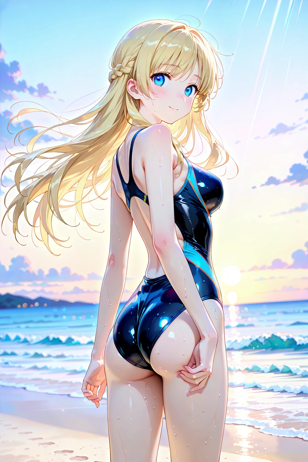 Blonde sexy woman in a swimsuit