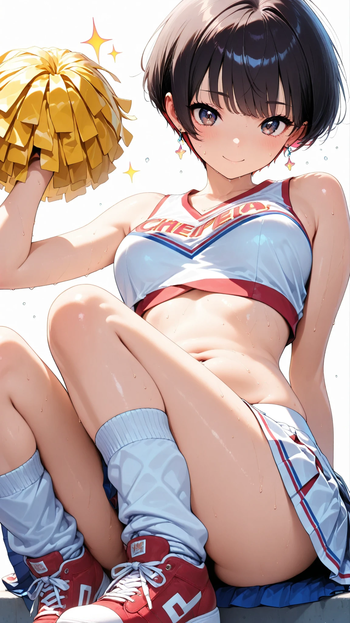 Browsing Caution,(Petite),(Cute man's daughter),((Penis in the crotch)),((Cunnilingus)),(Two blonde women with low pigtails),lips,Sweat,White Breath,Ecstasy face,Naughty sound effects,(((ejaculation))),Cheerleader,heart