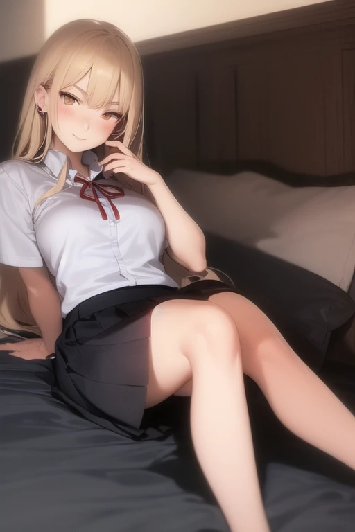 bed room,bed,valance, ((2 girls)),Kneel sitting,((side by side)), ((one girl front)),((the other girl form back)), Double ponytail,Shy smile,White shirt,steel collar, ((huge breasts:1.3)),The nipples hold the clothes up a little, arms turned back behind her back, Wrists tied together by a Steel handcuffs in behind, the middle of the wrist hung by a chain behind the neck collar, small waist, great hips, short skirt,black stockings