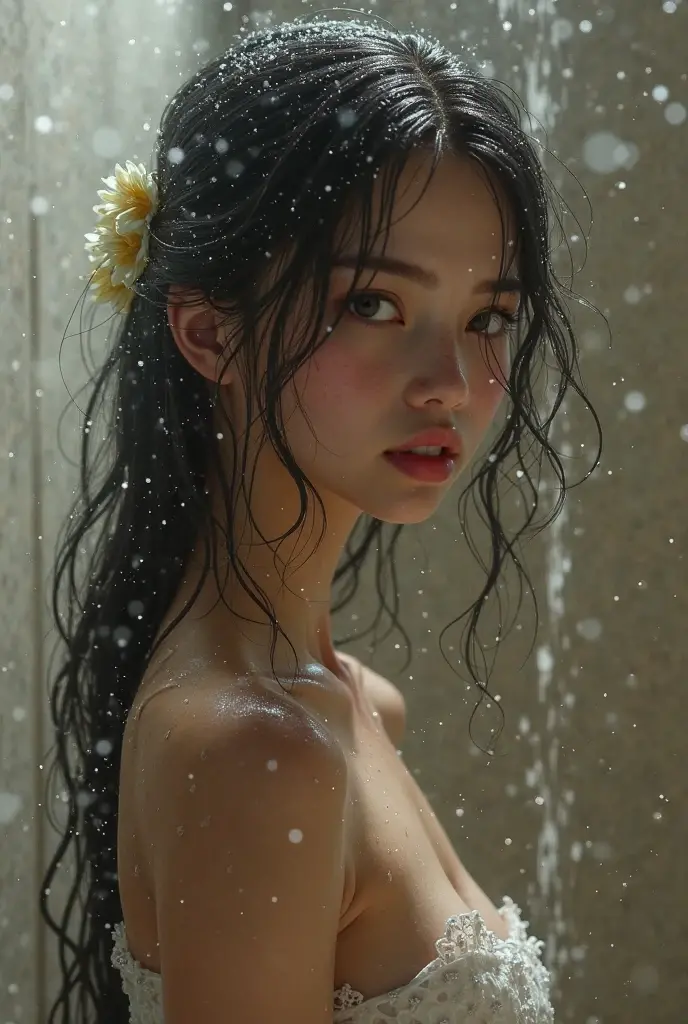 very correct anatomy:1.65)), ((Snow Girl,Yukihime,japanese princess,snow mountain,daytime,surprisingly cute,japanese goddess, big and full breasts,skin as white as snow,glowing skin)),((Dresses that shine in silver,Elegant and beautiful dresses,elegant decoration,Diamond Decoration,shining tiara,artistic decoration,Pure white dress、princess dress,dress with jewels,dress with lots of jewels,luxury necklace,Luxury beyond imagination,the most luxurious decoration in the world, ),((tree covered with snow々々,lots of trees,snow mountain,shining snow,Shining blizzard,Fantastic snowscape,Snow like a jewel,Diamond dust,最も現実的でcomplex background,complex background,Highly detailed and realistic cum covered background)),(((See the perfect camera here,detailed face,quality and beautiful face,Pretty and beautiful face,perfect gas chamber,perfect fingers,perfect hands,Just five fingers)),best image quality,8K,Single-lens reflex camera photography,professional photos,Realistic quality, (adult sensual woman:1.65), (black hair、long hair:1.75),(woman with big butt:1.75 very big breasts:2.1, and a thin waist:1.25),(Glamor and sensual long legs),,((Very realistic and detailed huge amount of cum)), ((My whole body is soaked with a large amount of semen.:1.95)),