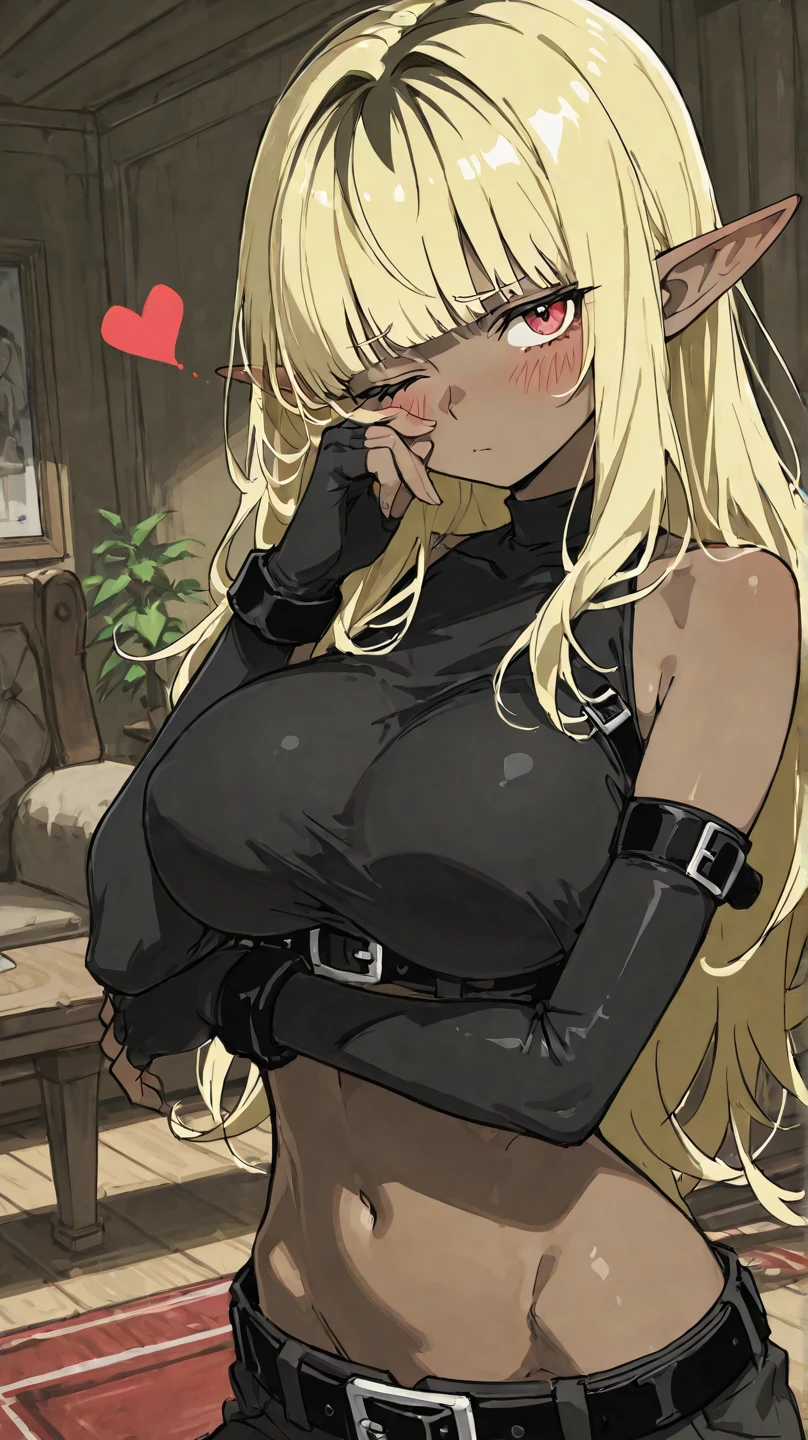 Tsunade, sexy body, big breasts, waist and, huge butt, dripping vagina, using a gag in the mouth, drooling, pink hearts in eyes, Black Micro Bikini, latex clothing, latex gloves, latex thigh-high leggings, handcuffed hands, sitting like she was an obedient dog, Shaking, Gray background
