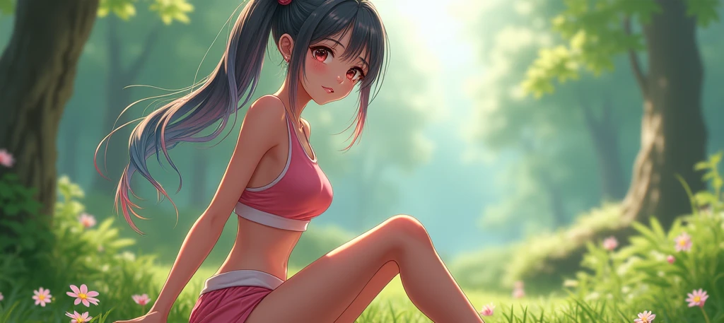 skin, continuation of her pink bra