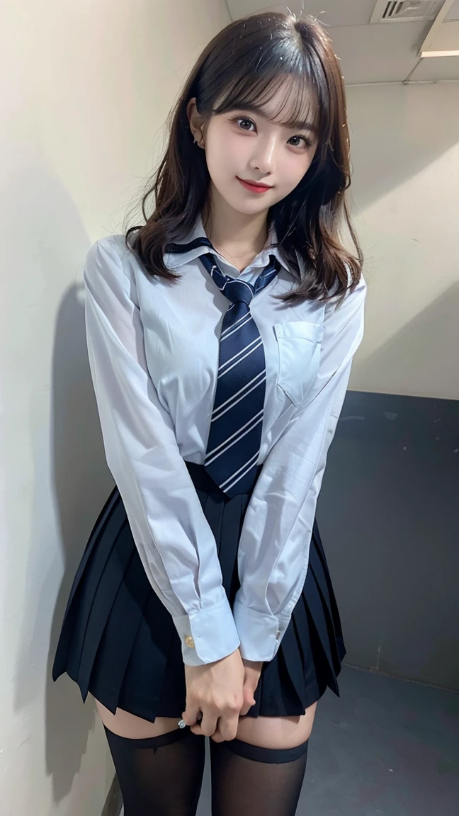 Smile、photorealisim、top-quality、超A high resolution、a picture、Photos of very beautiful Nordic-born girls、Extraordinarily beautiful girl、Detailed cute and beautiful happy face、(pureerosface_v1:0.008)、Beautiful bangs、alice in the wonderland、12year old、Glowing white shiny skin、Bangs that extend to the face、Bangs between the eyes、length hair、Attractive bright natural platinum blonde silky hair、Cute hairstyles、finer hair、thin-waist、High-definition eyes、Beautiful, Bright and clear、Big light blue eyes shine charmingly、Uniform Uniform、plaid pleated skirt、eye liner、Double eyelids、Lush medium semi-nude bust、clevage、Perfect beautiful young body、Perfectly proportioned body、Bedrooms、sit on a bed、sit in