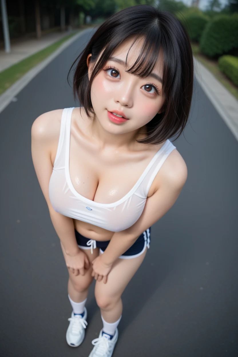Wet T-shirt、The whole body is shown、full Body(bangs:1), floating hair, very cute、sweat, blush, closed eyes, open mouth、spread legs、Glowing Skin、Big Breasts、Big Tits、Very large breasts、pretty girl、high quality、masterpiece、Lolicon、Young girl、Beautiful girl face、A beautiful girl with a very beautiful face、Young girl,Spread your legs,masterpiece,high quality,Photo of a 10-year-old girl、Black Hair、Long Hair、Straight Hair、Shopping street in the daytime、Daytime in the city、A large crowd、crowd