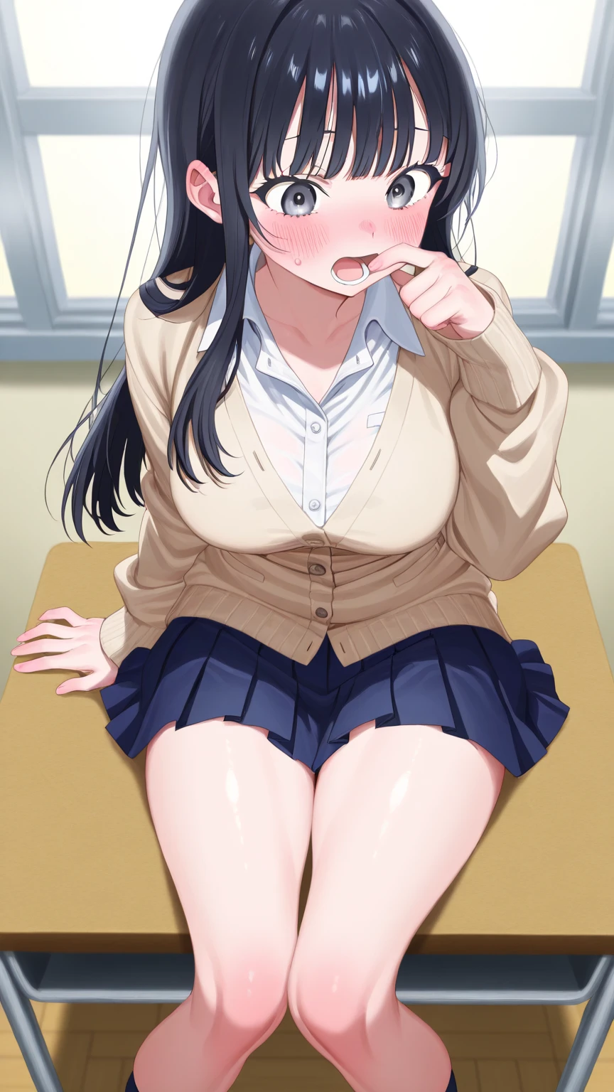(8k, RAW Photos, highest quality, masterpiece:1.2),
1 girl,alone,Mature Woman,Black Hair,Brown eyes,Long Hair, chest, chestの谷間, Observe the audience,Quite embarrassing,(((school uniform))),
,(((Put your hand in your panties))), (( Masturbating by touching the vagina with your fingers)), love juice spilling on the floor, liquid splashing from girl'Between the legs,whole body,Browsing Caution,Nipples,