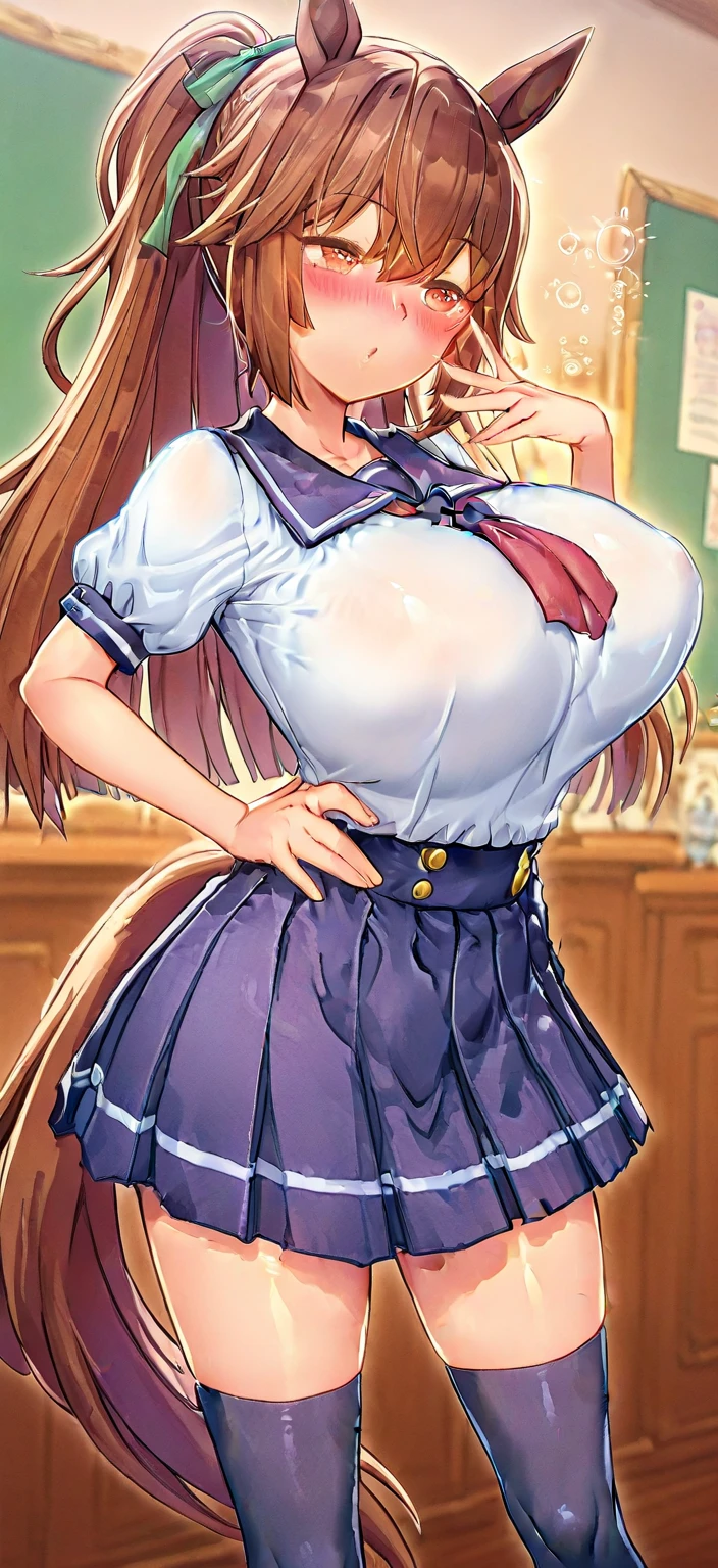 (masterpiece, Highest quality:1.2), alone, One girl, 、Kindergarteners、、6 years old、、の小さな体、Jessica, smile, blush、Twin tails, Purple Shirt, Strapless Dress, corset, Earrings, belt,Long skirt、 (Huge breasts:1.4)、Open your legs、Fancy lace panties、From below、is see-through、See-through panties、Thick white love juice、Drip a large amount of love juice、orgasm、Background grassland、Masturbation、masturbation behavior、On all fours