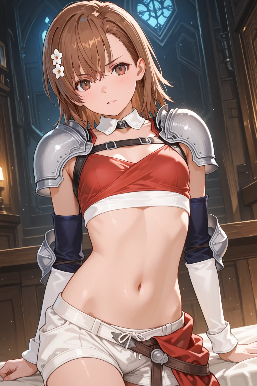Bikini Armor、Princess Knight、Misaka Mikoto、war witch、UHD, retina, masterpiece, ccurate, anatomically correct, textured skin, super detail, high details, high quality, best quality, highres, 4K