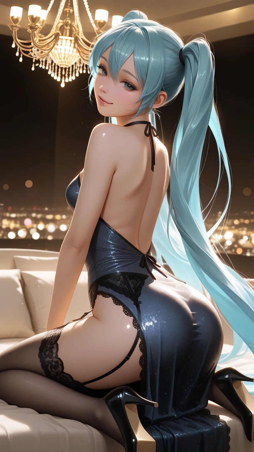girl、、Bink、leotard、whole body。blue eyes、Gray Hair、functional、Seductive pose、front、Look back diagonally、noon、Outdoor、garden、Beach、