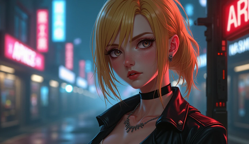atmosphere oleosa hearts Blonde teen GTA sexy big tits line hair no meio floresta eletrônica surrounded by neon signs de joelhos ""com uma arma apontando um magnum prata para seu rosto"" vestido silver black com big correntes brilhantes com arcos with a slight wind lifting herrealistic, ultra high htperdelalyt great attention to the body and face UHD 8K Watercolor, trending on artstation sharp focus, studio photo, intricate details, highly detailed n anime 2d death note