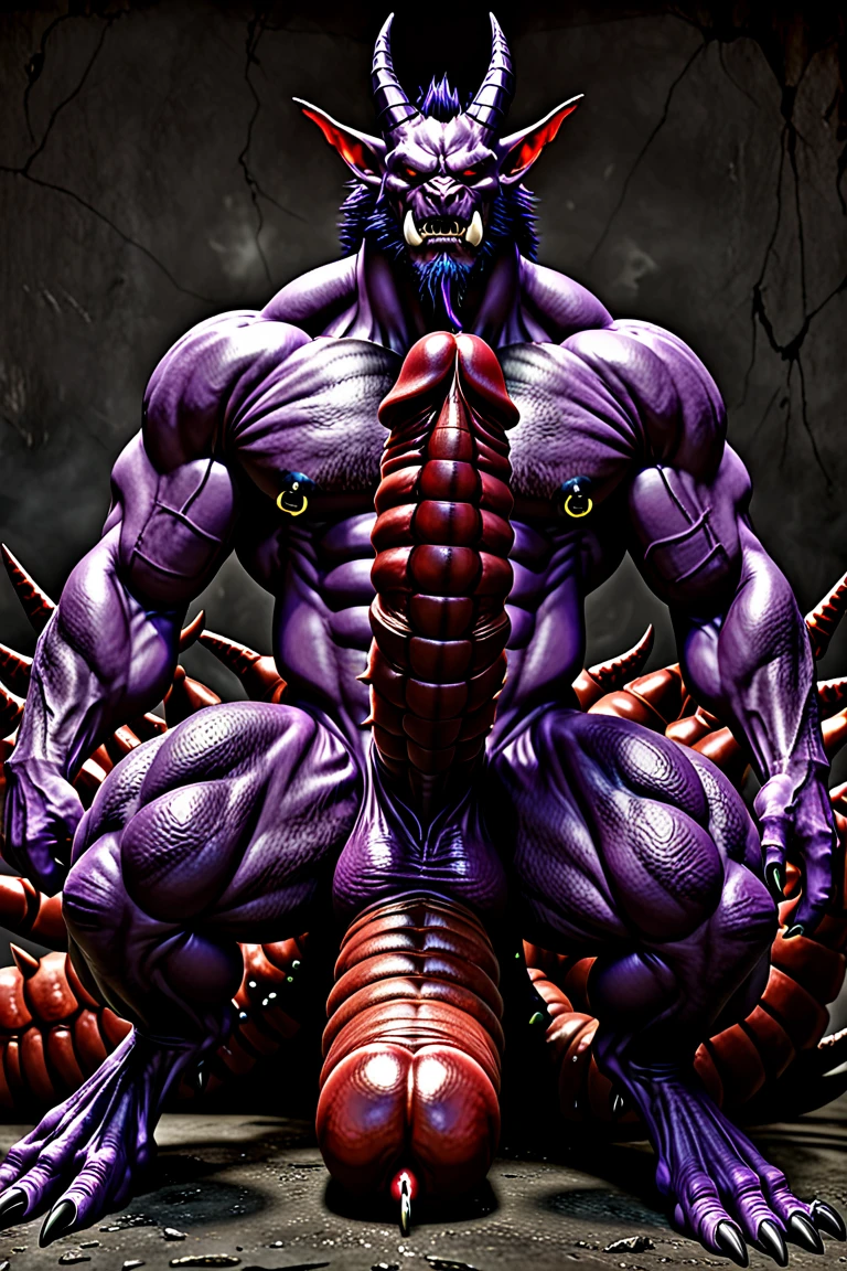 Expanded, showing off more of his muscular body,
Enhance his muscle structure. Add more muscles.