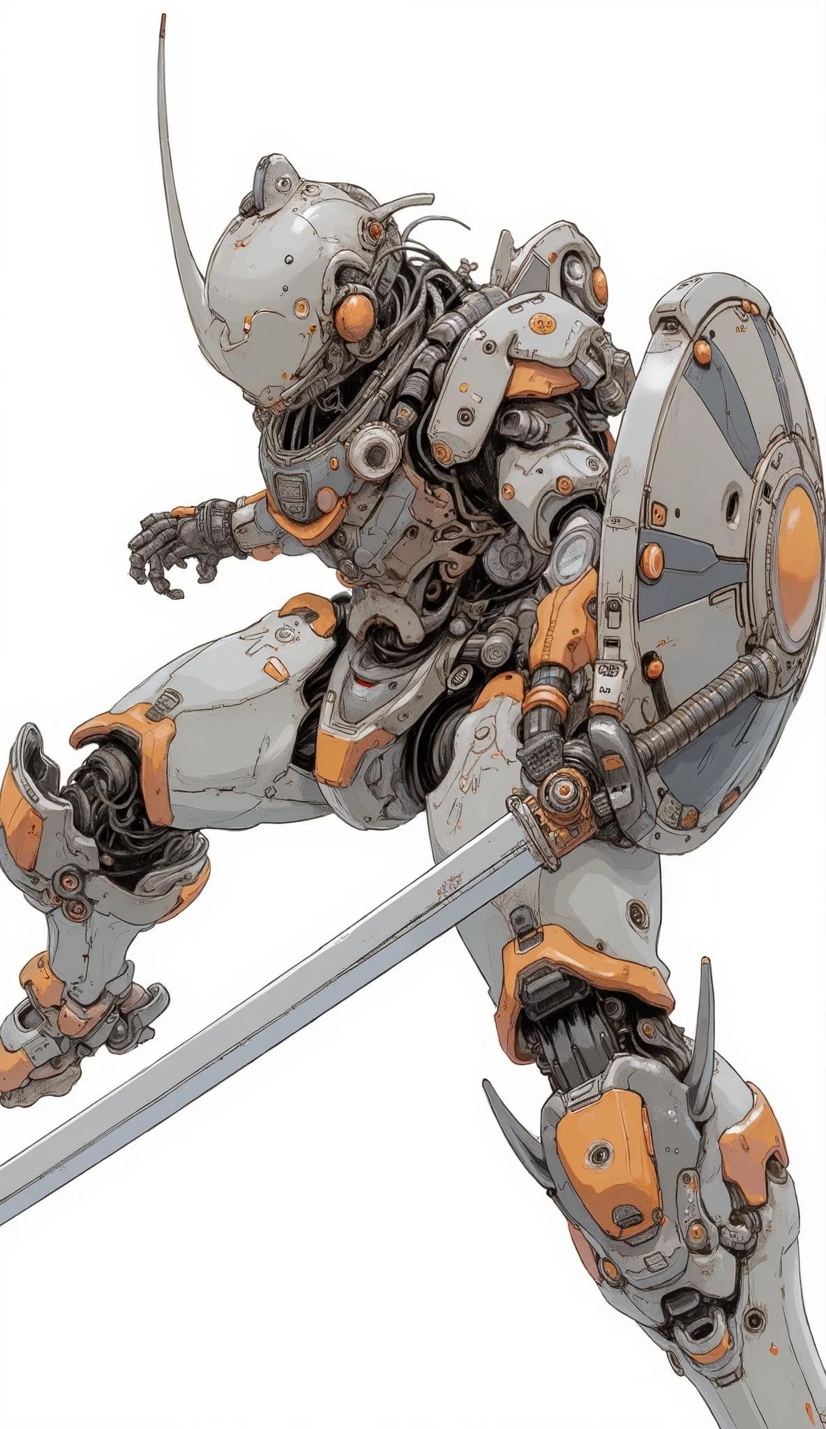 Close up of a robot with a sword and shield, cool Mecha style, greek god in Mecha style, Omegamon concept art , # Mecha, High quality color sketch, Mecha suit, Evangelion Concept Art , アニメ Mecha アーマー, mixed with organic matter, Mecha inspired, full body Mecha suit, modern Mecha anime