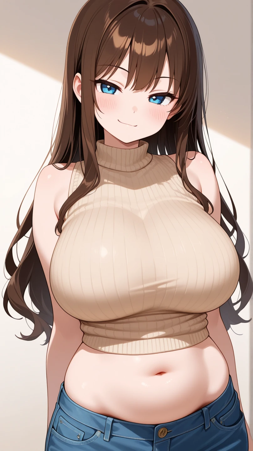 Nervous, door, dripping cum, tan skin, brown eyes, bouncing breasts