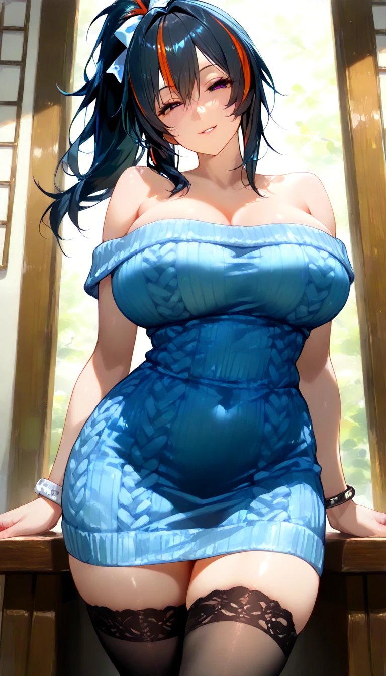 ((highest quality)), ((masterpiece)), (be familiar with), perfect face, one girl、15 years old、big breasts、small face、long hair、silky hair、Braid in one place、Pastel blue colored hair、Clothes with protruding shoulders、white colored clothes、Sheer clothes、Clothes without sleeves、ギンガムチェックのmini skirt、mini skirt、Full body figure、つま先から頭のてっぺんまでのFull body figure、足先から頭までのFull body figure、crawl on all fours、No underwear、Zori sandals、