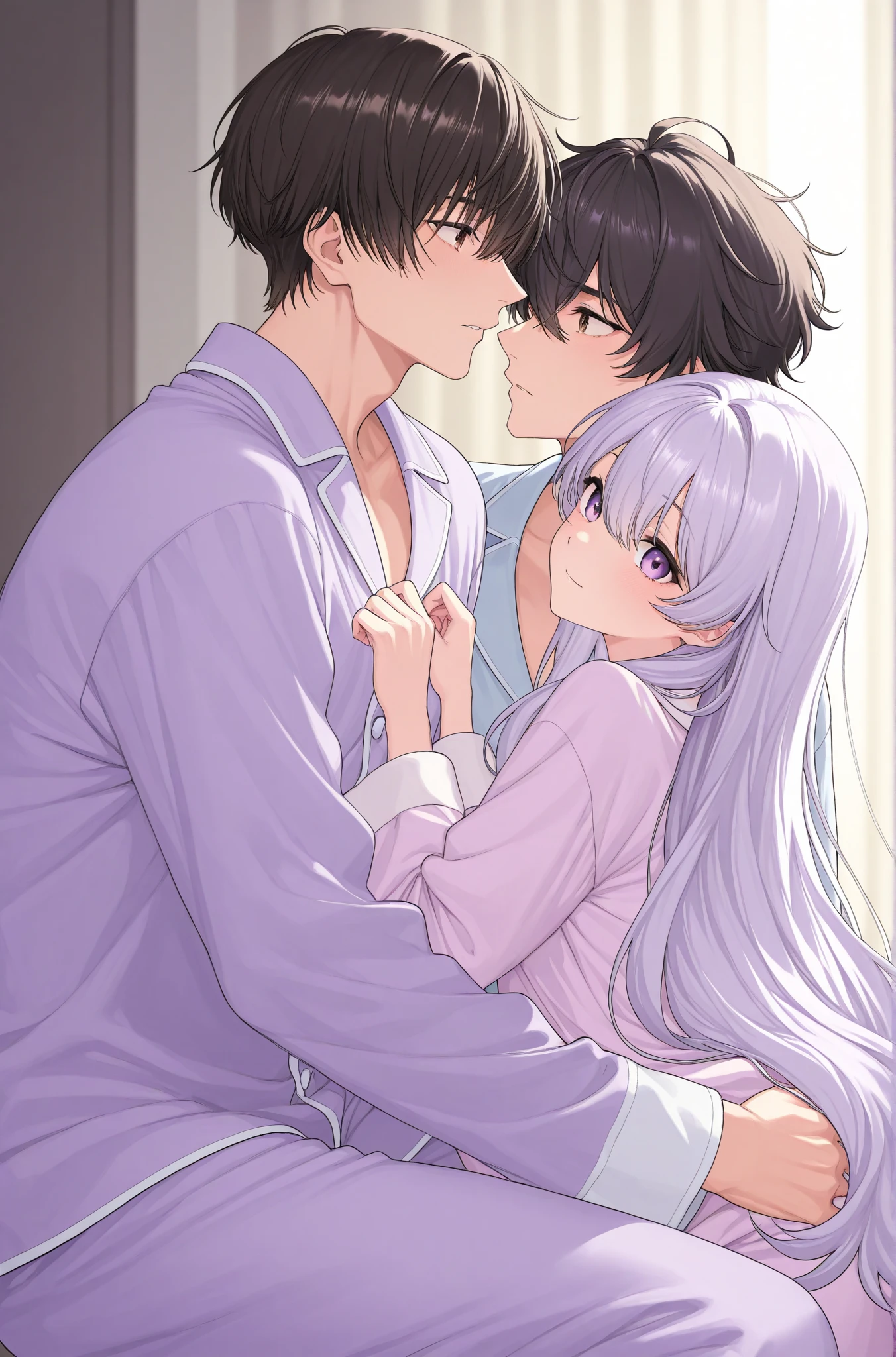 、On the bed、 the 、Touching the 、、 by a middle-aged man、、