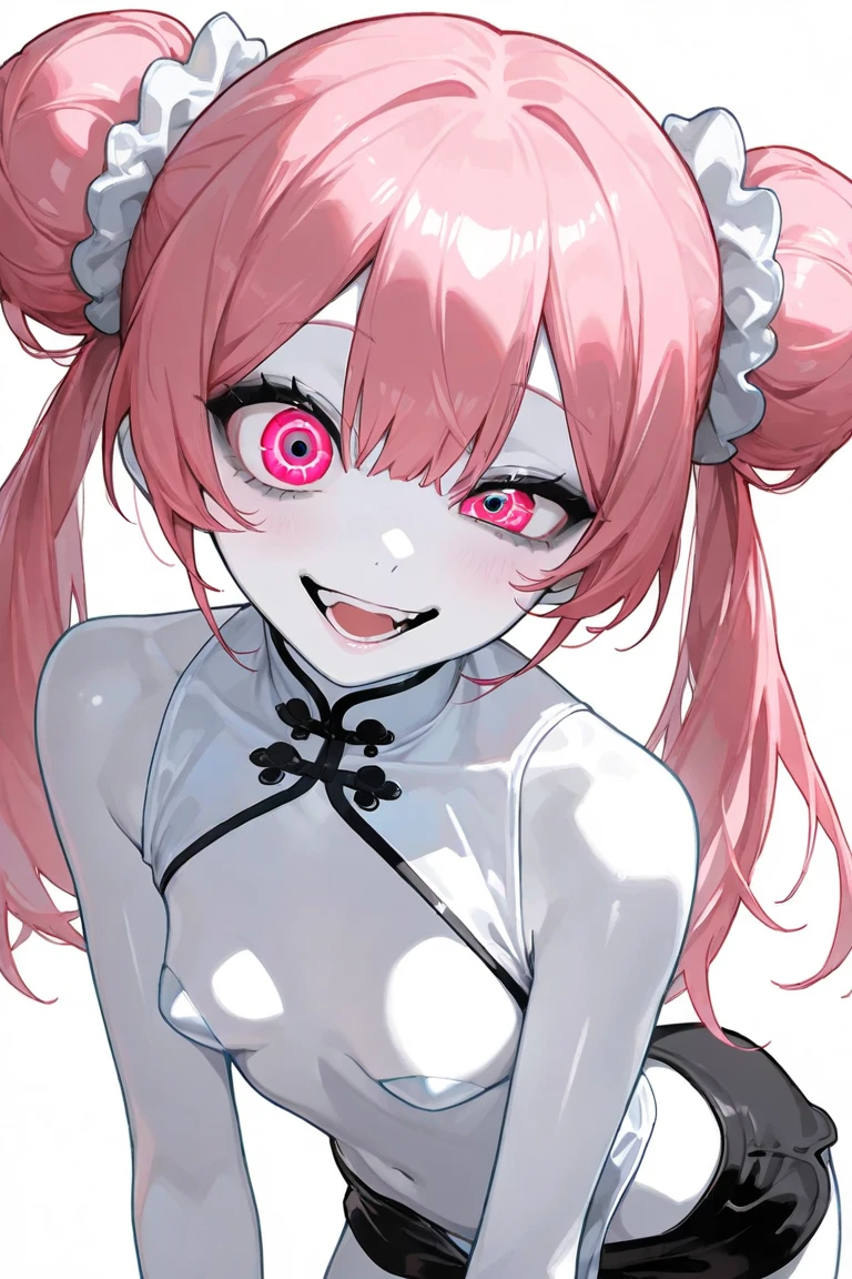 (masterpiece, absurd quality, best quality, official art, beautiful and aesthetic:1.2), 16K, cute petit girl, extreme detailed, digital art, colorful, highest detailed, sharp focus, vivid colors:1.2), by famous artist, (transform sequence), babyface, (soro:1.8), (simple blank background:1.5), (extreme detailed lips:1.3), eyelashes, extremely detailed face, (perfect anatomy：1.1), depth of field, chibi, (floating hair:1.3), detailed skin, shiny, (suspended:1.5), (Uplifting:1.5), (sexual feeling:1.0), shiny skin, shiny hair, shiny face, shiny skin, (orgasm face:1.3), (small breasts:1.5), (clothed:1.3), Realistic skin, Golden ratio, Naughty smile, (closed up lips:1.5), makeup, (eyeliner:1.4), (eyeshadow:1.3), close to viewer, facing at viewer, (face focus:2.0), (pale skin:1.5), standing upright, beautiful face, looking at viewer, (evil grin:1.5), thin eyebrow, (eyelash extension:1.2), (pink cheek:1.3), portraits, (voluminous hair:1.2), (pink lips:1.5), (beautiful detailed big eyes:1.3),