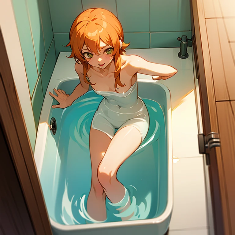 artwork, Attention to details, beautiful girl , big breasts, long spiky red hair and blue eyes, with a black dividend, bare legs, white panties, whole body, barefoot, trapped inside a transparent glass jar, waxed inside, inside the jar, whole body en el frasco, sentada inside the jar, barefoot, trapped in the jar