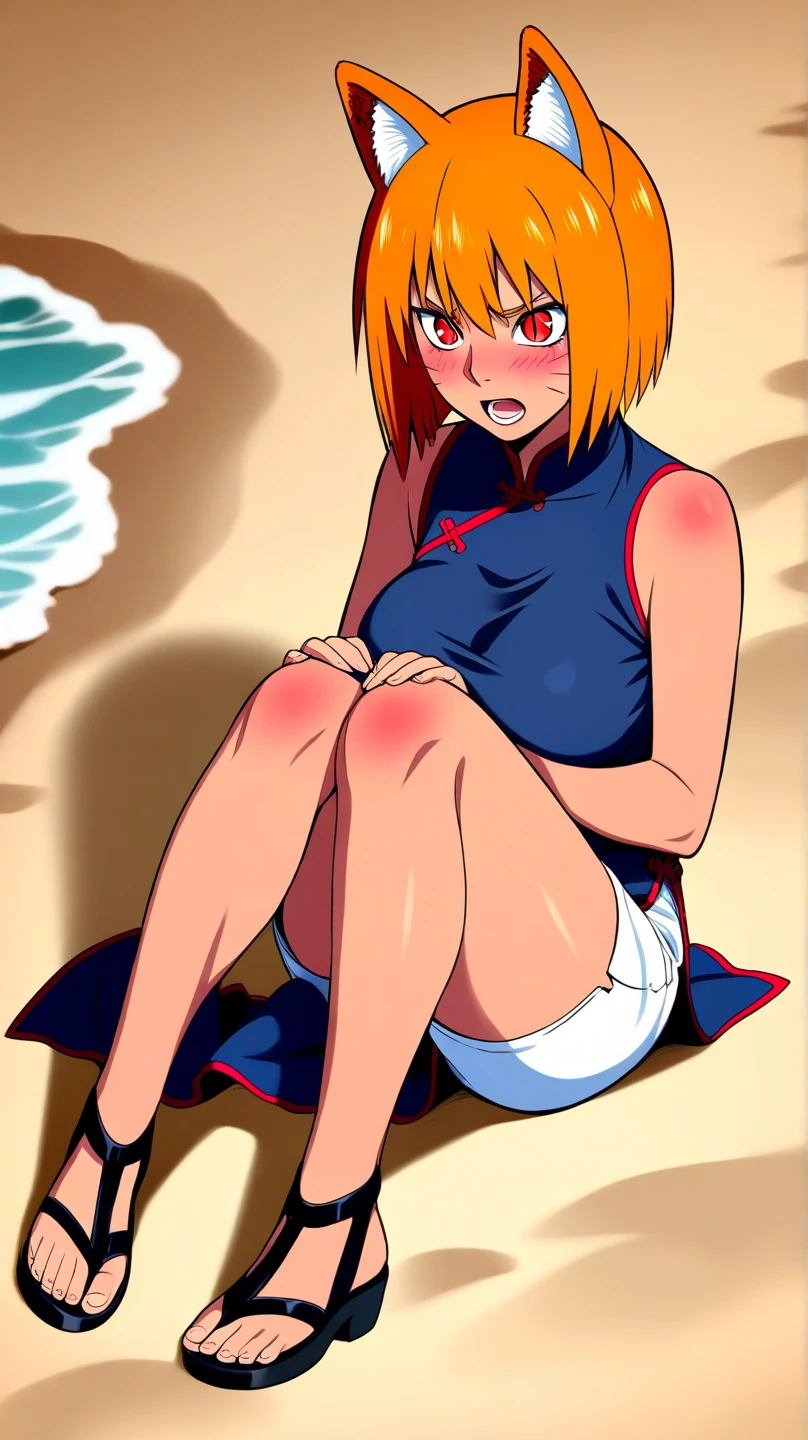 score_9, score_8_up, score_7_up, score_6_up, score_5_up, score_4_up , 1gw_n, 1girl, pale skin, green eyes, short orange hair, hair clip, sapphire earrings, from below, nude, pussy, barefoot, foot focus, sitting, spread legs, breast grab, female masturbation, tongue out, blush, ship, ocean, sunset, light particles, looking at viewer, open mouth,