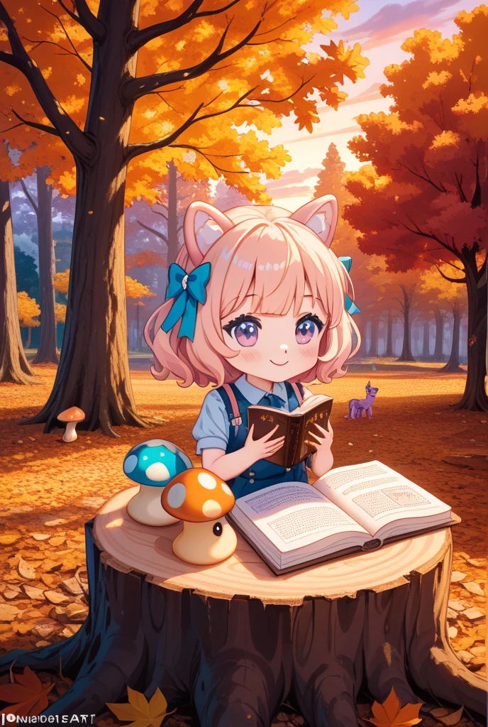 cartoon girl with book and flower in hand, chibi, inspired by Sim Sa-jeong, inspired by Takehisa Yumeji, seasons!! : 🌸 ☀ 🍂 ❄, zumidraws, chibi girl, holding spell book, inspired by Lü Ji, inspired by Rumiko Takahashi, sitting with flowers, inspired by Jang Seung-eop, smol, chibi style