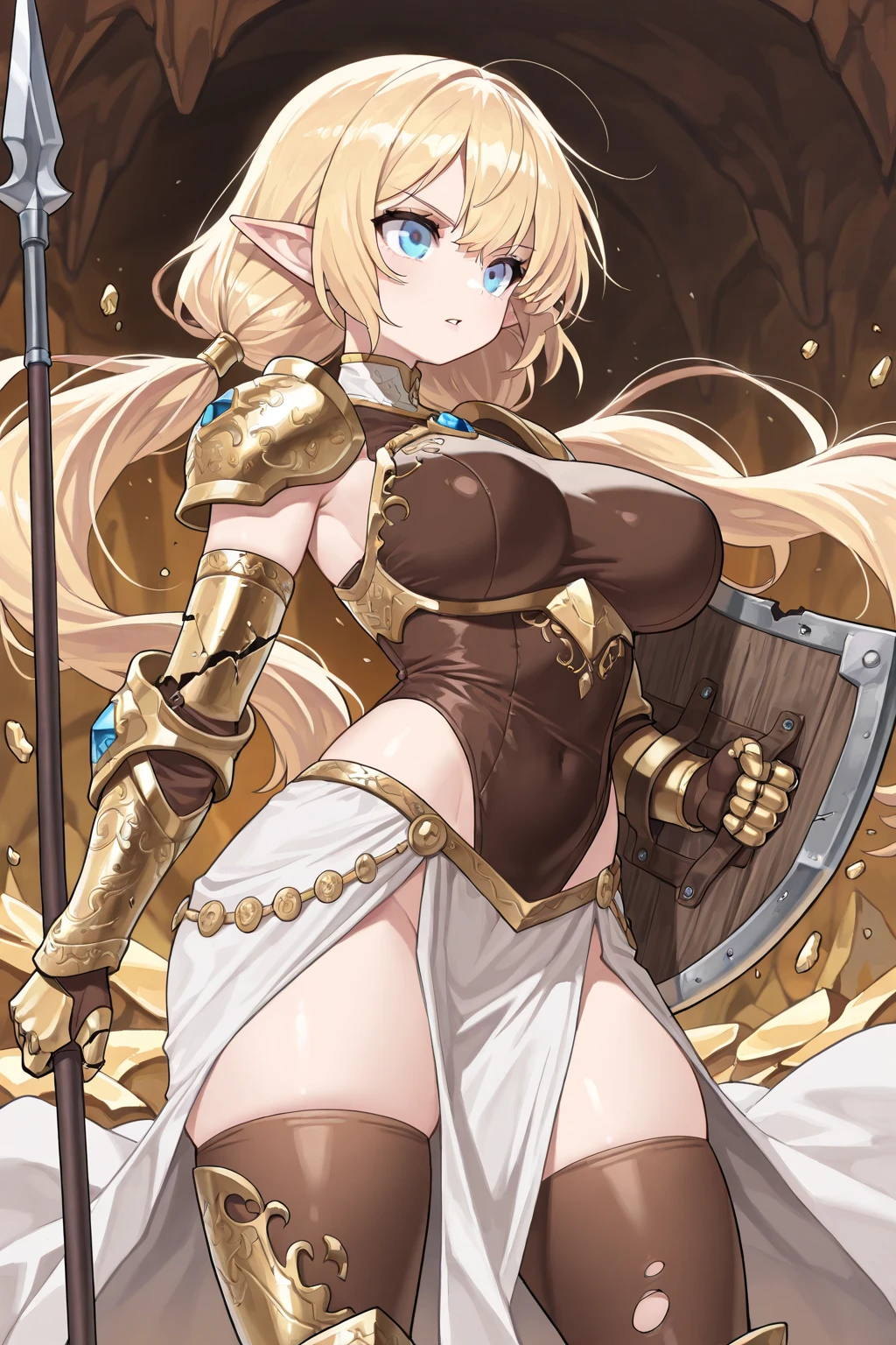 ((Highest quality、、masterpiece:1.3)), Upper Body、Long legs、Sharp focus:1.2, Beautiful woman with perfect figure:1.4、((Big Breasts:1.2)), (Big Breasts、Soft looking big ass、Feminine body 、Smiling:1.2), Face and skin texture crafted to the smallest detail、Fine-grained、double eyelid、25-year-old female、sexly、((((Cosplay、Isekai background、Fantasy、A world of swords and magic、Brave))))