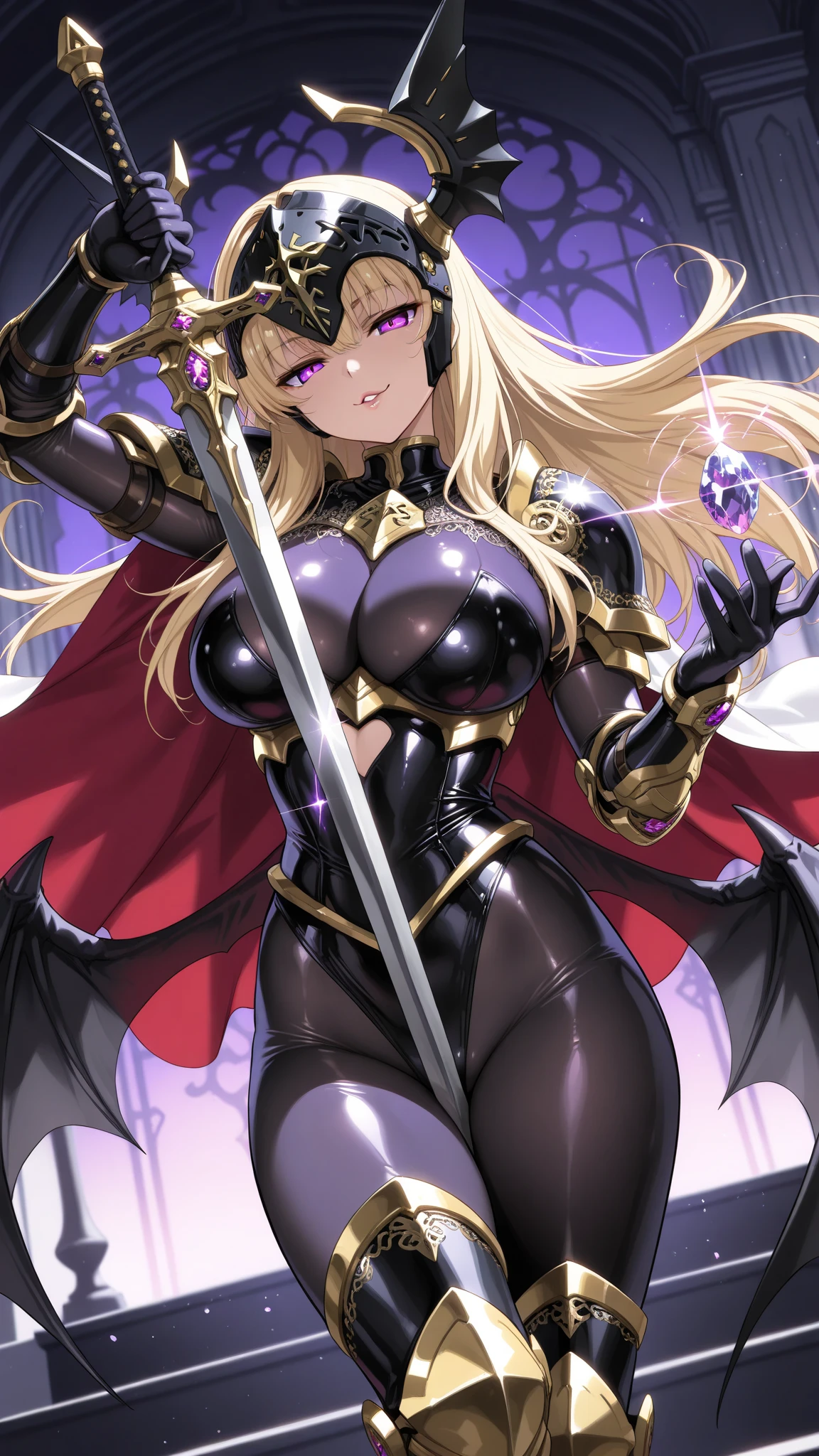 "(masterpiece:1.1), best quality, NSFW,
1girl, (80s anime style:1.3), (eyelashes:1.5), (loli:1.2),
(intricate high detailed body:1.2),
(yellow hair:1.1), (forehead:1.1), (ponytail:1.1), (tiara:1.2),
red eyes, (lip stick:1.3), (thick eyebrows:1.1),
(dark skin:1.5), (gigantic breasts:1.3),
(expressionless:1.2), open mouth,
(string body suit armor:1.2), (pantyhose:1.2),
(spiked knight armor, armored boots, capelet:1.2), (jewelry:1.1), neckwear,
standing, arms behind back,
(full body:0.8), (looking at viewer, from front:1.1),
(daytime, grassland, outdoors:1.2)"